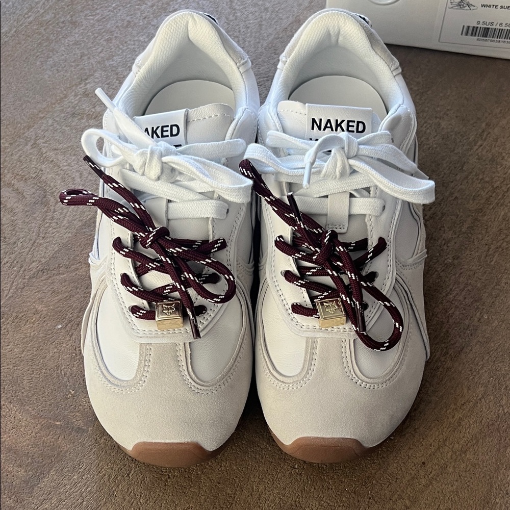 Naked Wolf Adored White Suede/Leather Sneakers
